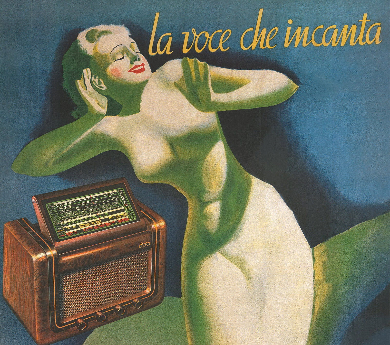 Gino Boccasile - Irradio La voce de Incanta - 1998 Offset Lithograph 54.25" x 38.25" - 3