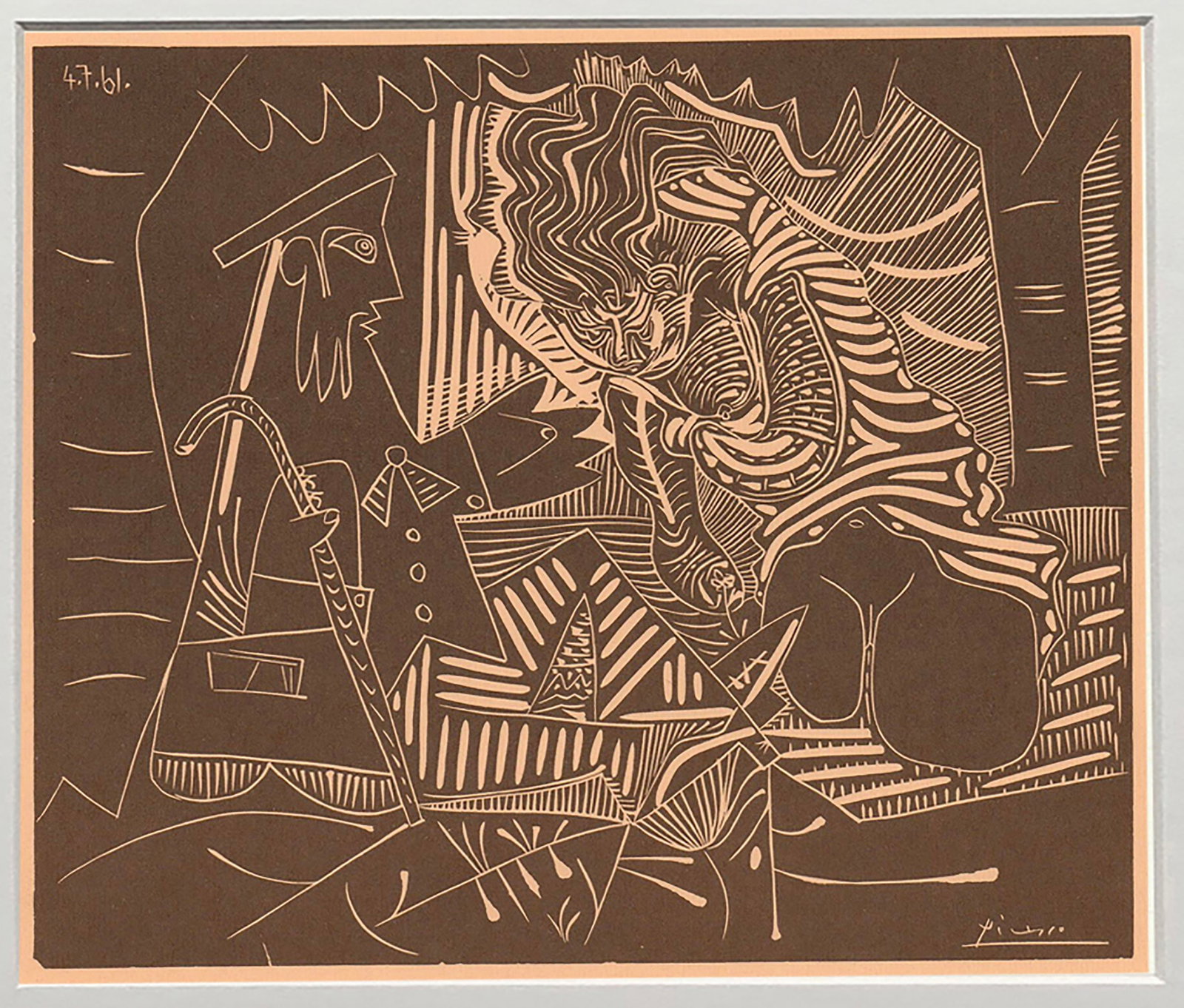 Pablo Picasso - Luncheon on the Grass Brown - 1972 Offset Lithograph 5.75" x 7.5" - 2
