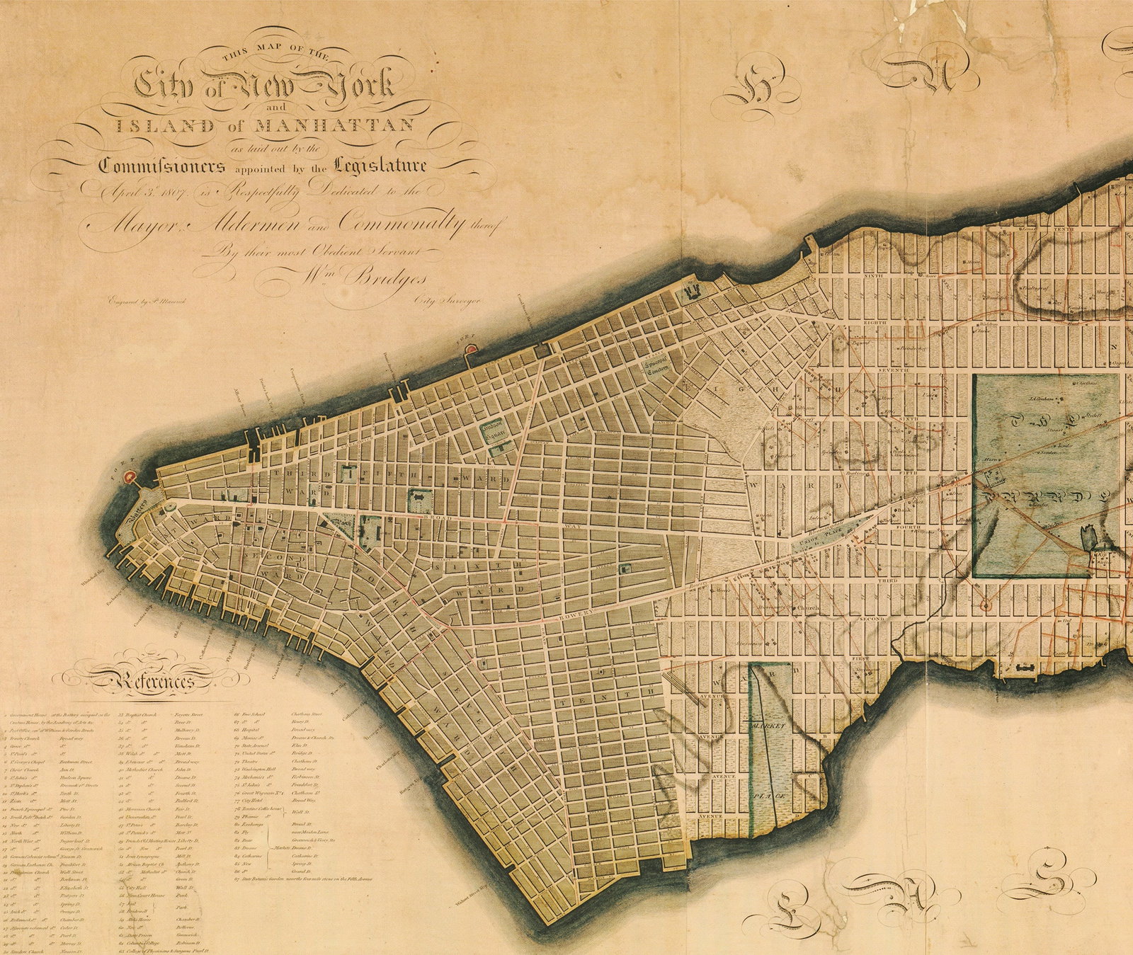 Peter Maverick - New York and the Island of Manhattan - 2008 Offset Lithograph 19" x 54.5" - 2