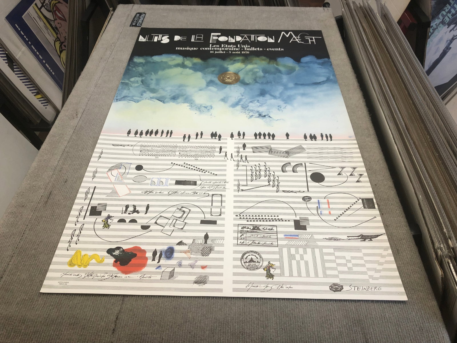 Saul Steinberg - Nuits De La Fondation - 1970 Lithograph 34.75" x 22.75" - 2