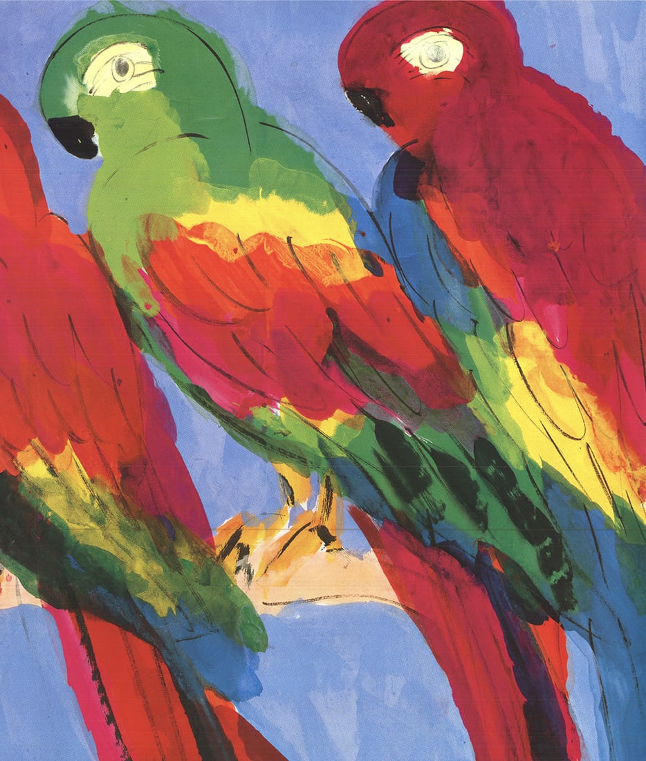 Walasse Ting - Parrots - 1990 Offset Lithograph 29.5" x 46" - 4