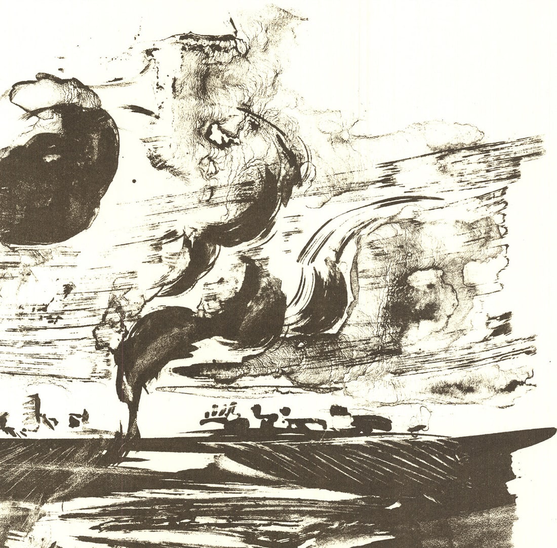 Artist Unknown - Requiem for General Moteur - 1968 Lithograph 22.5" x 15.5" - 4