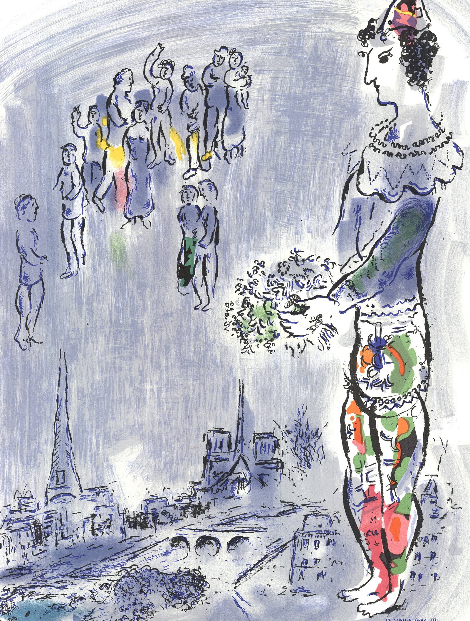 Marc Chagall - The Magician Of Paris - 1970 Lithograph 28" x 20" - 2