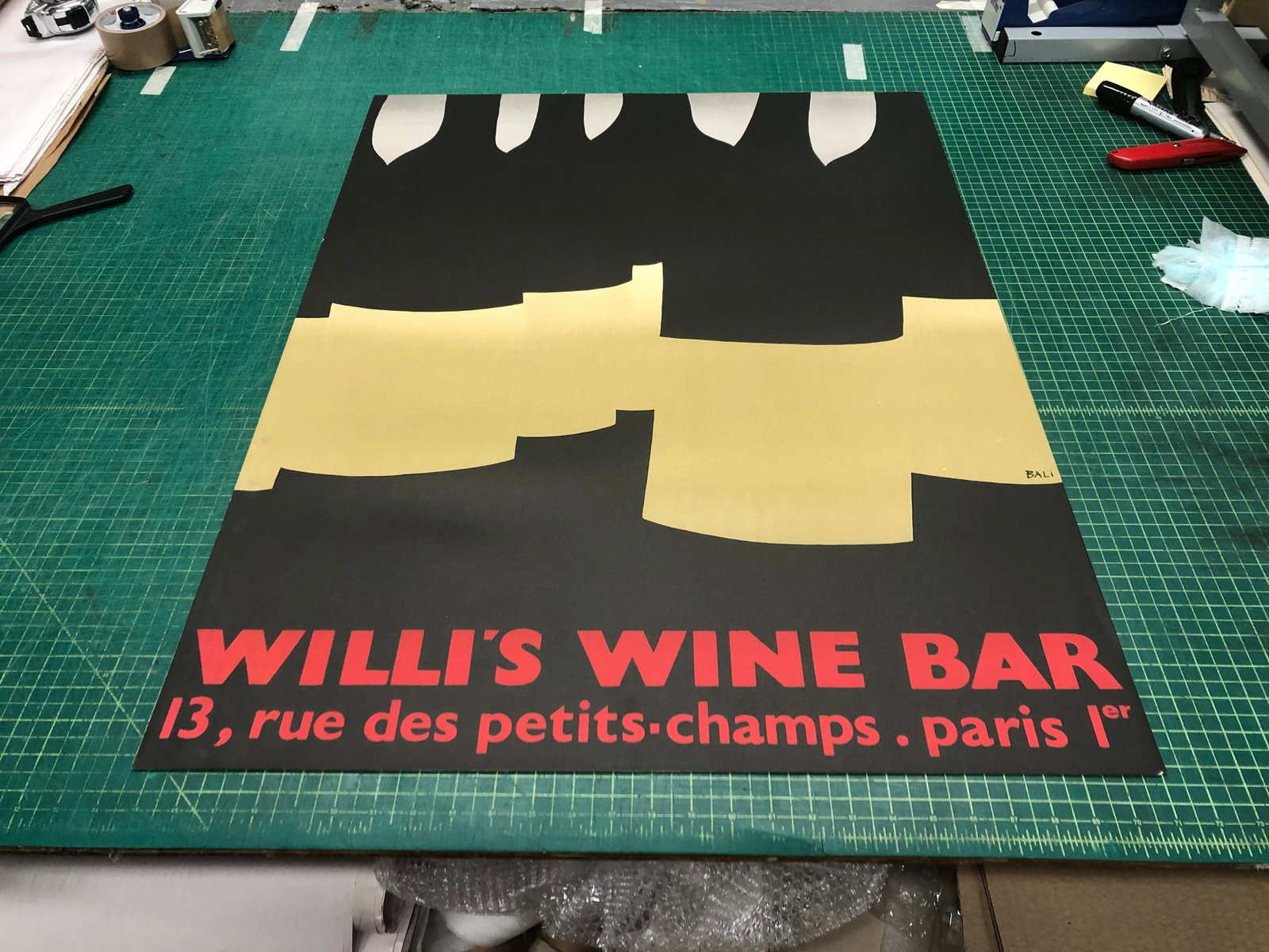 Alberto Bali - Willi's Wine Bar - 1982 Lithograph 39" x 27.5" - 2