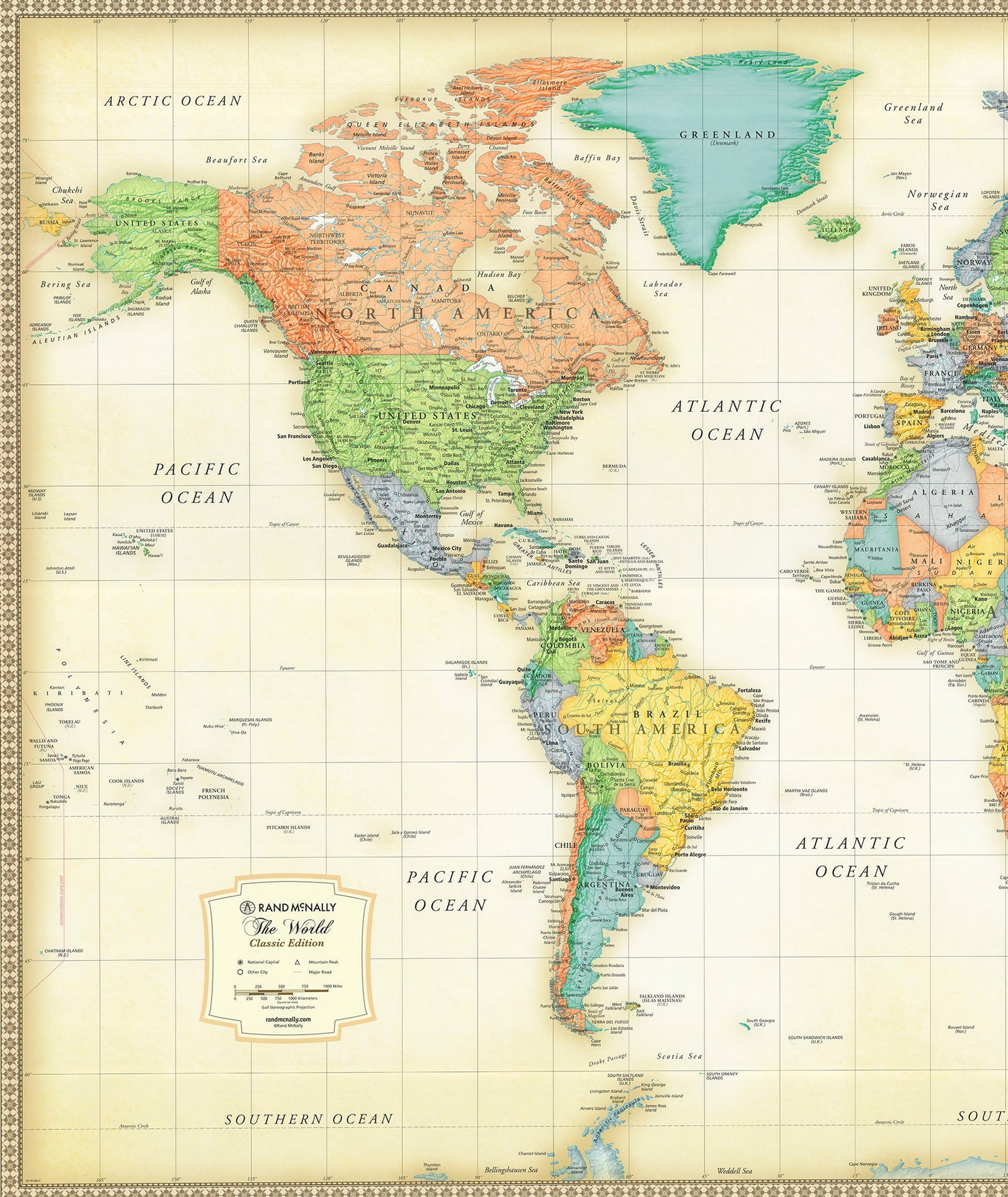 Rand Mcnally - World Map – Political Map of the World - 2001 Offset Lithograph 32" x 50" - 2