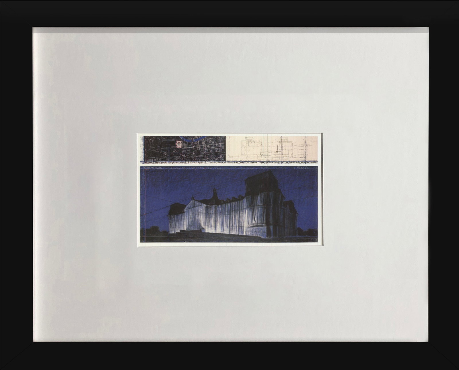 Javacheff Christo - Wrapped Reichstag, Project for Berlin - 1992 Offset Lithograph 4.25" x 6": Title: Javacheff Christo - Wrapped Reichstag, Project for Berlin - 1992 Offset Lithograph 4.25" x 6" Description: "Wrapped Reichstag, Project for Berlin" by Javacheff Christo, 1992 Unsigned Offset