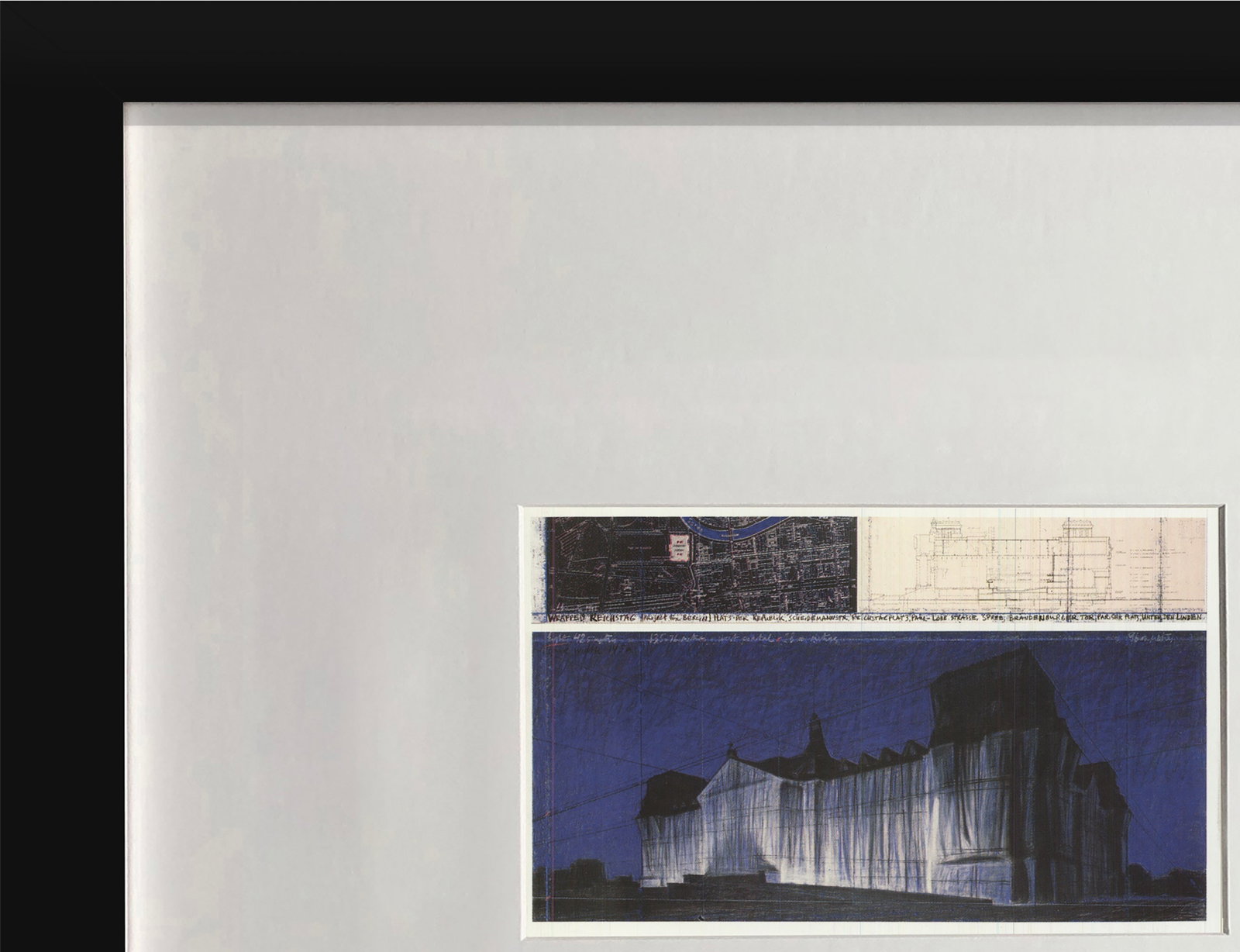 Javacheff Christo - Wrapped Reichstag, Project for Berlin - 1992 Offset Lithograph 4.25" x 6" - 3