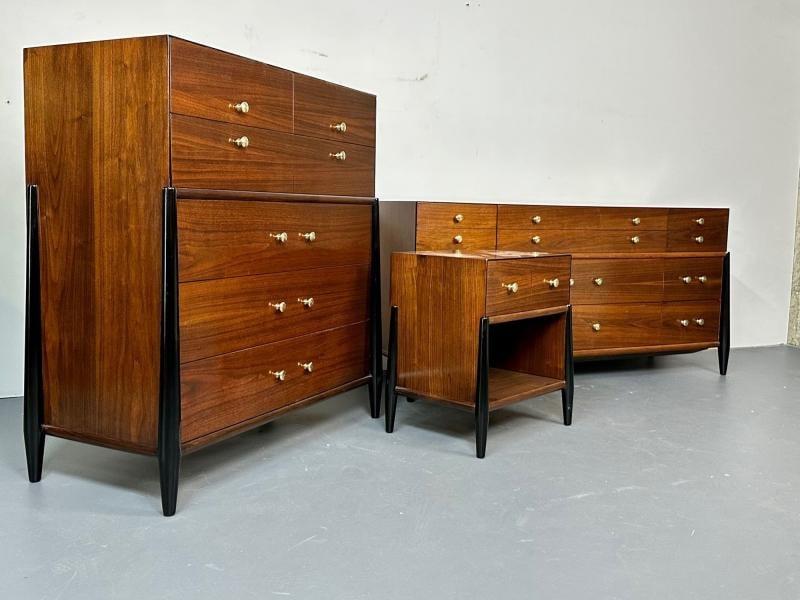 Mid Century Modern Bedroom Set, Dresser, Chest, Nightstand, W. Michigan Furn. Co - 2