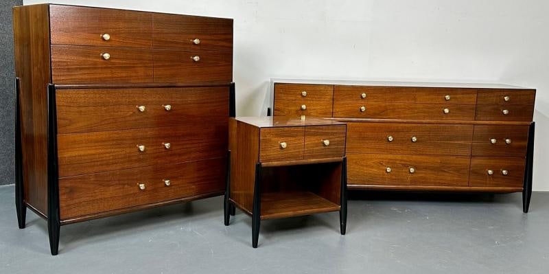 Mid Century Modern Bedroom Set, Dresser, Chest, Nightstand, W. Michigan Furn. Co - 3