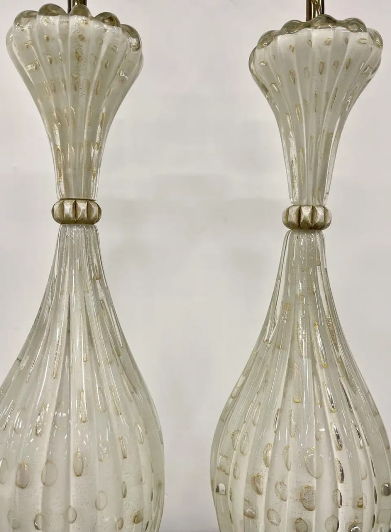 Pair of Murano Glass Speckle Table Lamps, Mid Century Modern - 4