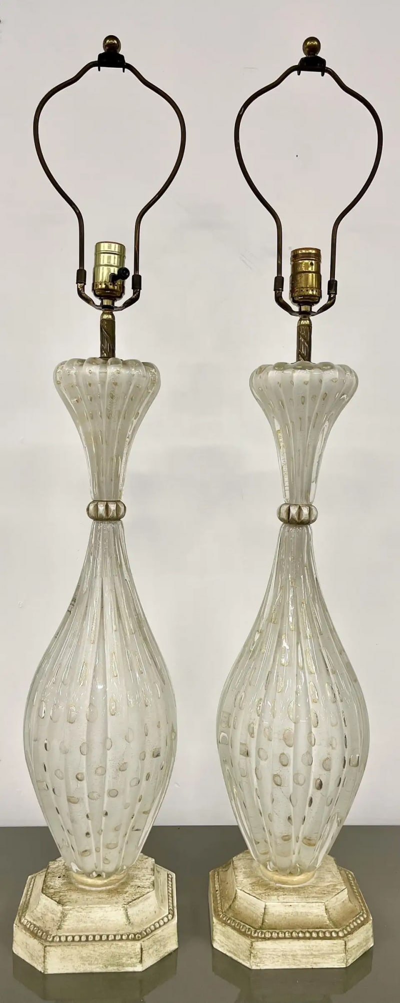 Pair of Murano Glass Speckle Table Lamps, Mid Century Modern - 6