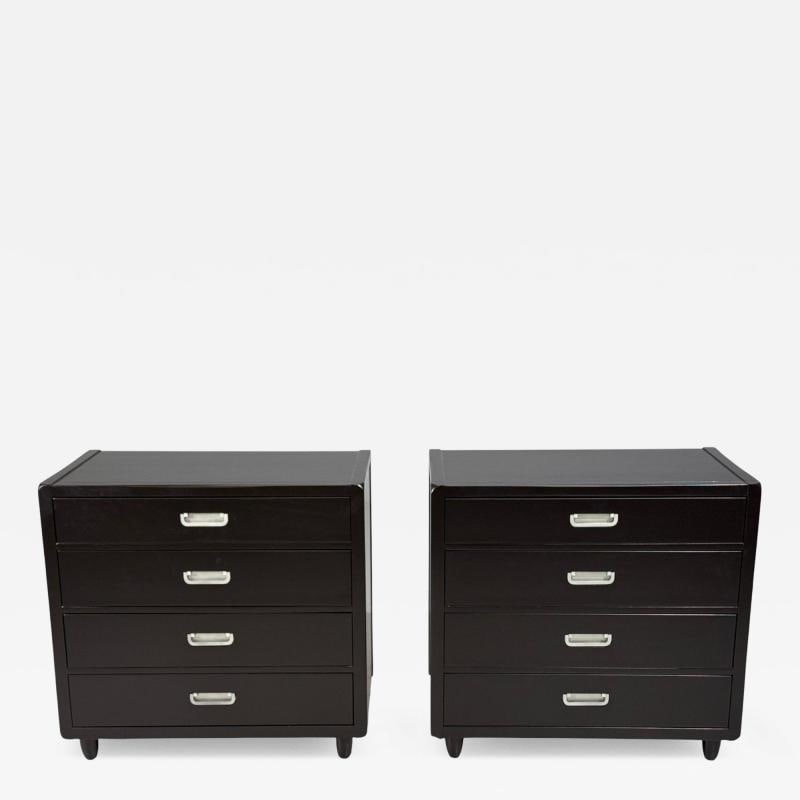 American of Martinsville, Campaign Dressers, Ebonized Wood, Chrome, USA, 1970s - 2