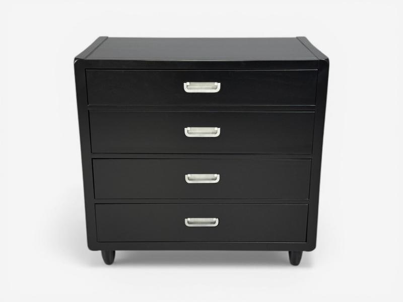 American of Martinsville, Campaign Dressers, Ebonized Wood, Chrome, USA, 1970s - 3
