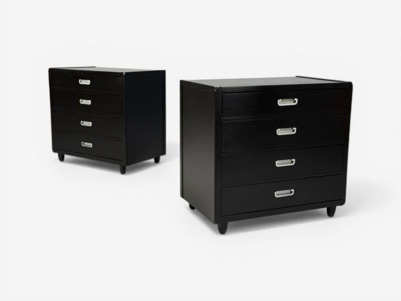 American of Martinsville, Campaign Dressers, Ebonized Wood, Chrome, USA, 1970s - 5