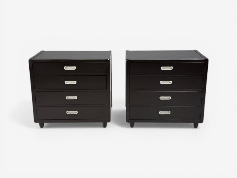 American of Martinsville, Campaign Dressers, Ebonized Wood, Chrome, USA, 1970s - 6