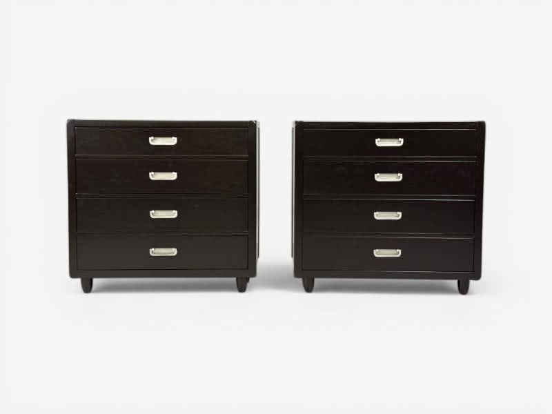 American of Martinsville, Campaign Dressers, Ebonized Wood, Chrome, USA, 1970s - 8