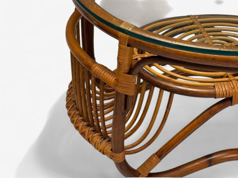 Franco Albini Style, Italian Mid-Century Modern, Side Tables, Bamboo, Rattan - 8