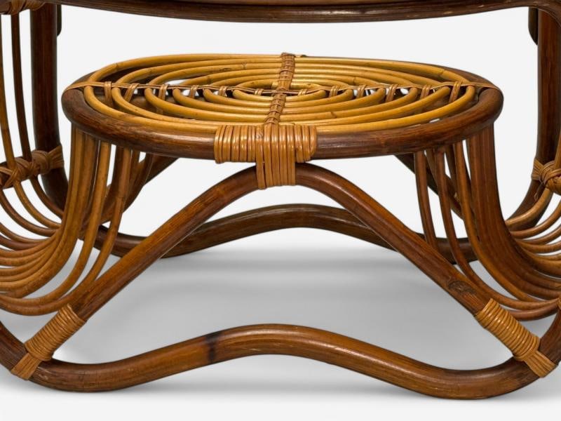 Franco Albini Style, Italian Mid-Century Modern, Side Tables, Bamboo, Rattan - 9