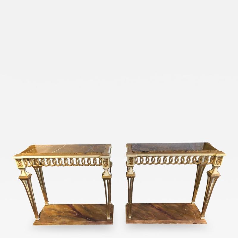 Parcel Paint and Gilt Decorated Pair of Swedish Serving or Console Tables (1 of 13)