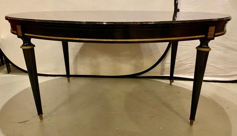 Louis XVI Jansen Style Center or Dining Table Black Lacquer Steinway Finish - 2