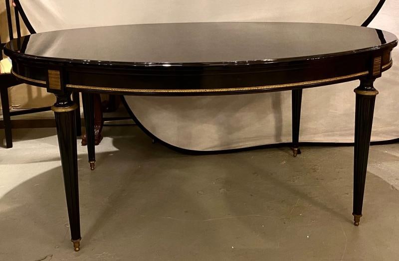 Louis XVI Jansen Style Center or Dining Table Black Lacquer Steinway Finish - 3