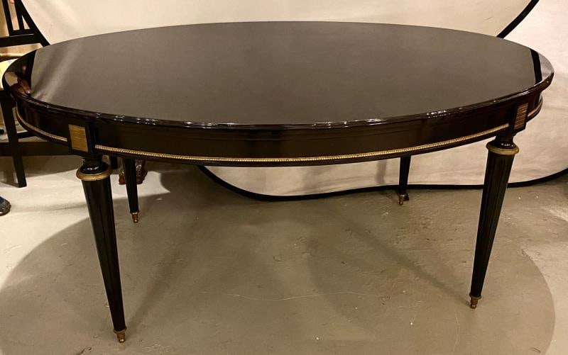 Louis XVI Jansen Style Center or Dining Table Black Lacquer Steinway Finish - 4
