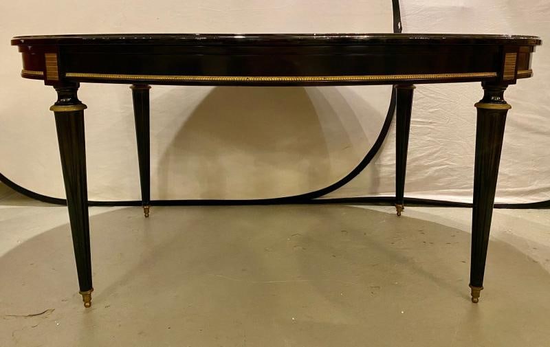 Louis XVI Jansen Style Center or Dining Table Black Lacquer Steinway Finish - 5