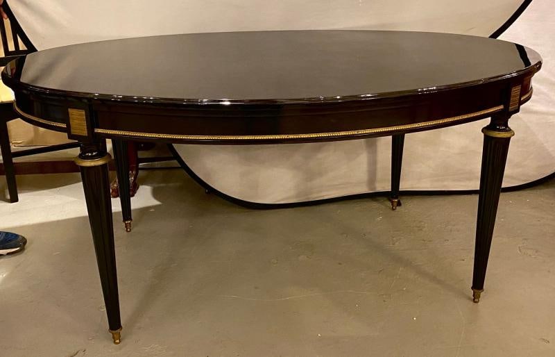 Louis XVI Jansen Style Center or Dining Table Black Lacquer Steinway Finish - 6