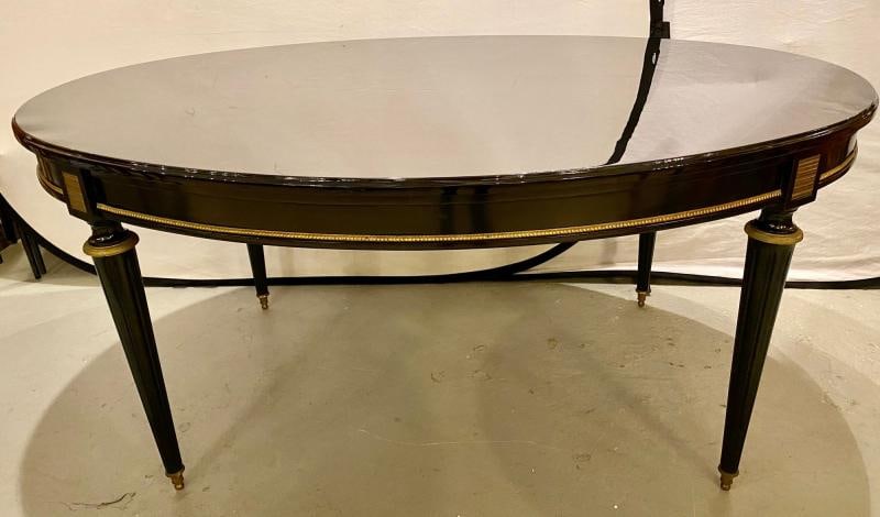Louis XVI Jansen Style Center or Dining Table Black Lacquer Steinway Finish - 7
