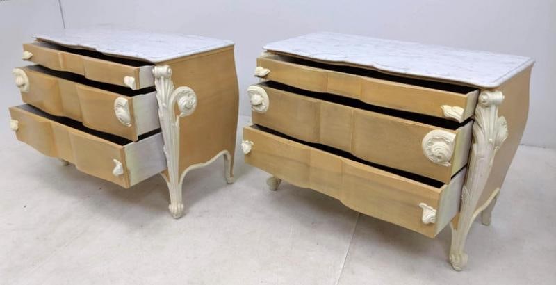 Hollywood Regency Louis XV Commode, Nightstands or Dressers by Casaragi a Pair - 2