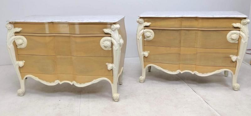 Hollywood Regency Louis XV Commode, Nightstands or Dressers by Casaragi a Pair - 3