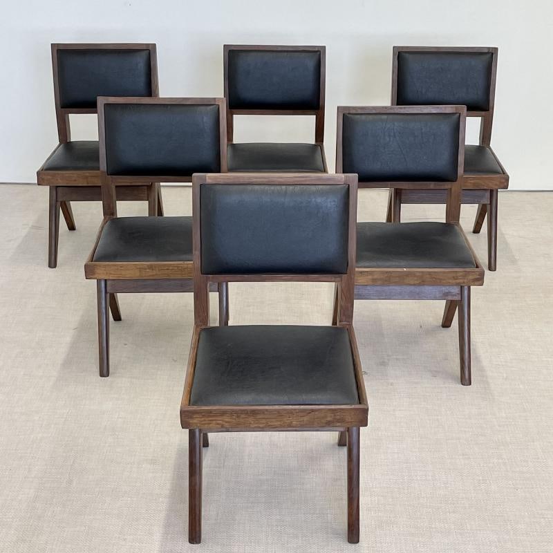 Set Six Authentic Upholstered Armless Dining / Side Chairs, Mid-Century Modern - 4