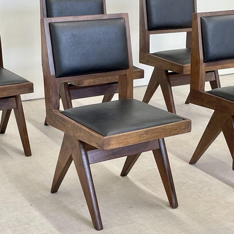 Set Six Authentic Upholstered Armless Dining / Side Chairs, Mid-Century Modern - 5
