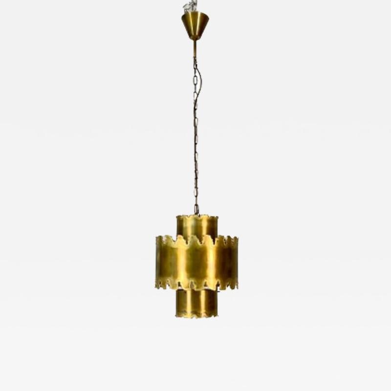 Mid-Century Modern Brutalist Chandelier / Pendant by Tom Greene, Patinated Brass - 2