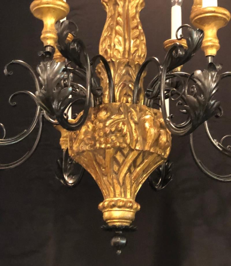 Twelve Light Italian Parcel-Gilt Decorated Chandelier with Canopy - 8