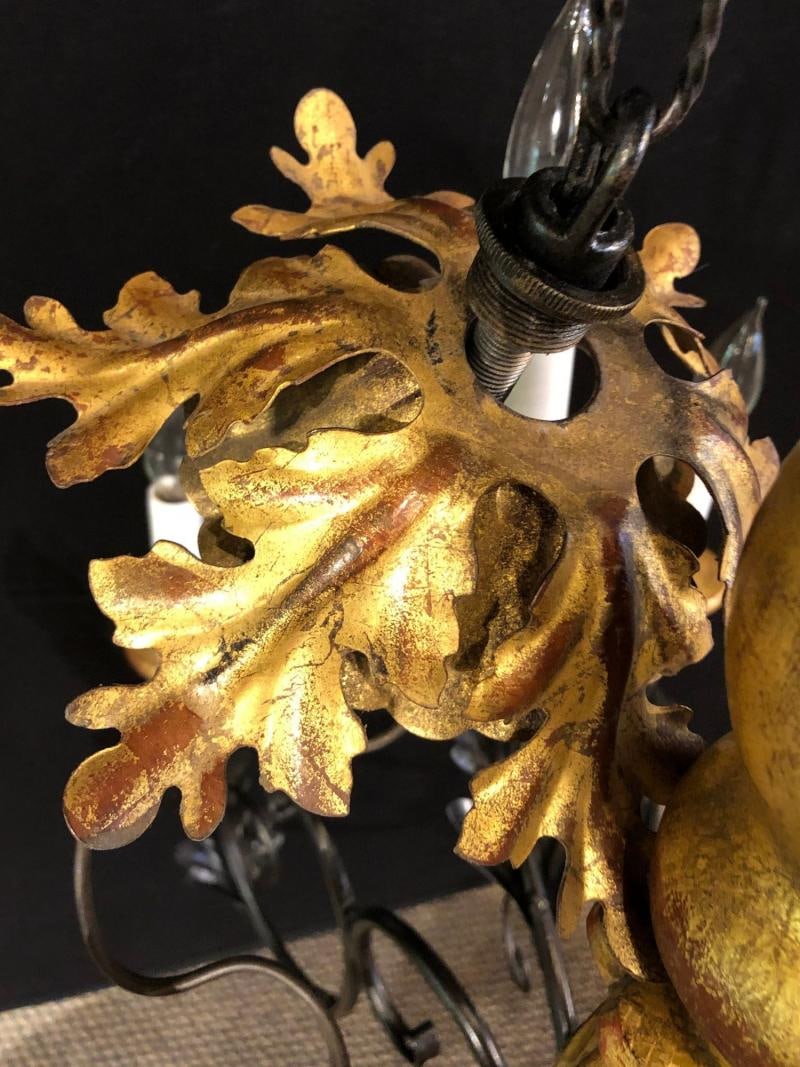 Twelve Light Italian Parcel-Gilt Decorated Chandelier with Canopy - 9