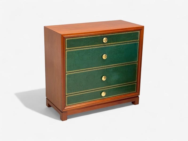 Tommi Parzinger, Wood, Brass, Green Leather, Chests of Drawers, USA, 1950s - 6