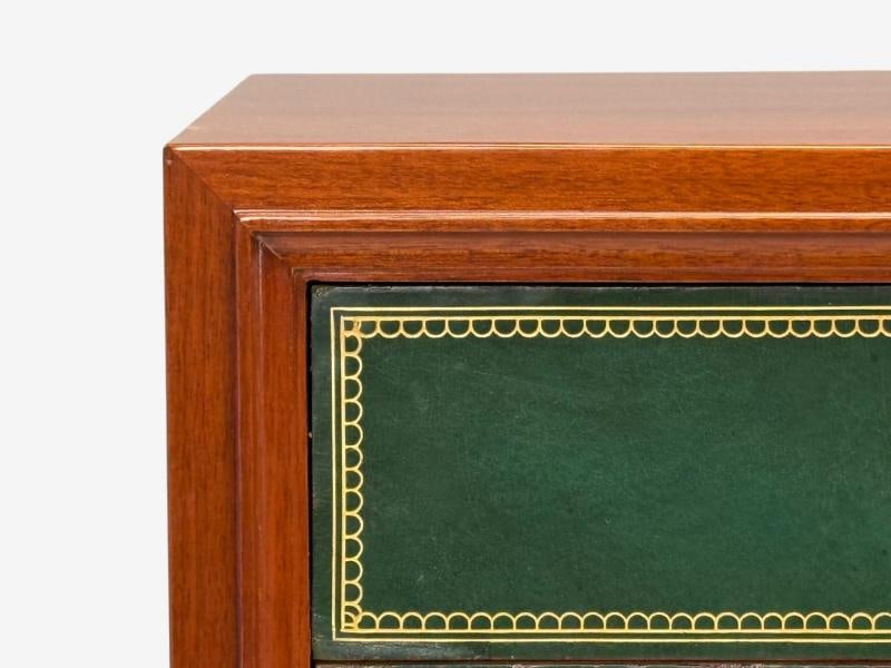 Tommi Parzinger, Wood, Brass, Green Leather, Chests of Drawers, USA, 1950s - 7