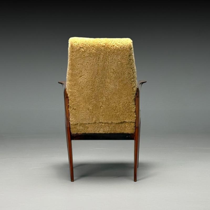 Vittorio Dassi Attr, Italian Mid-Century Modern Armchair, Honey Shearling, 1950s - 10