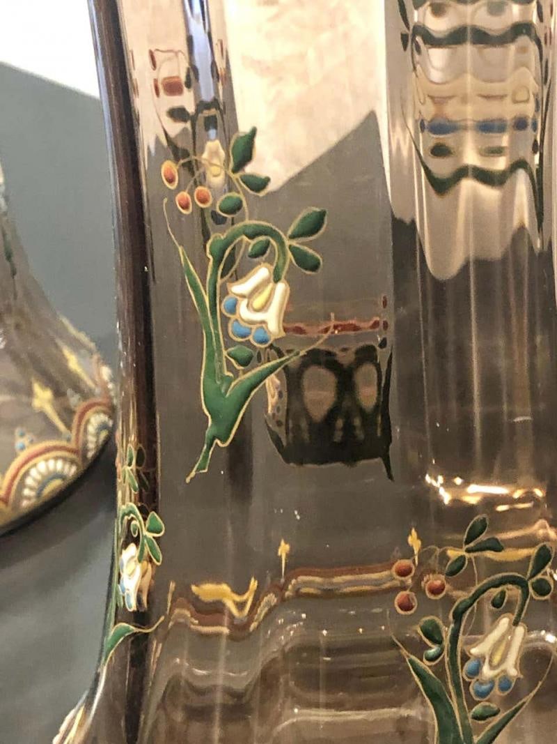 Pair of Antique Palatial French Jeweled Vases or Urns Emile Galle Style - 7