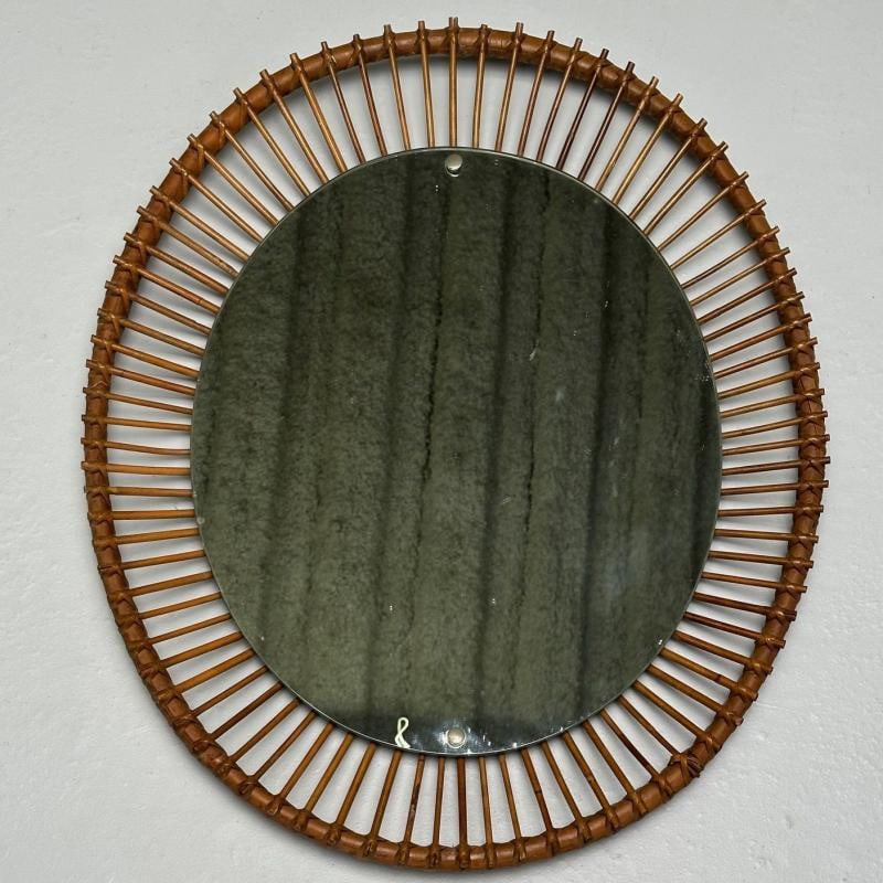 Italian Mid-Century Modern, Wall Mirror, Bamboo, Cane, Rattan, Italy, 1960s - 3