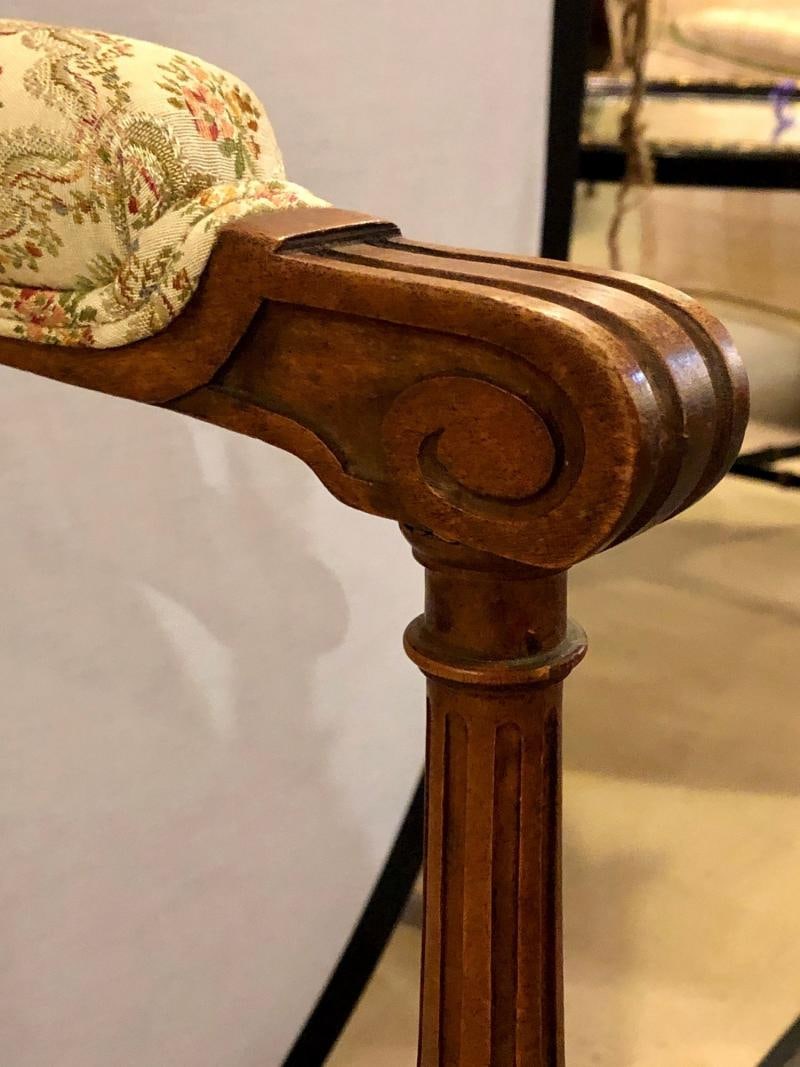 Pair of French Custom Louis XVI Style Carved Bergere, Office or Armchairs - 7