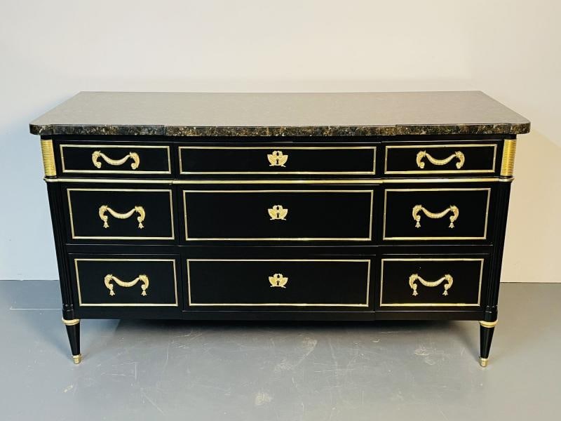 French Hollywood Regency Chest or Commode by Maison Jansen, Bronze, Marble - 2