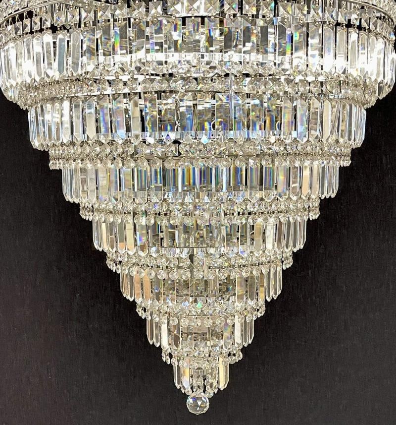 13 Tier Wedding Cake Chandelier. Crystal Prisms. Stainless Steel, Chrome 1970s - 4