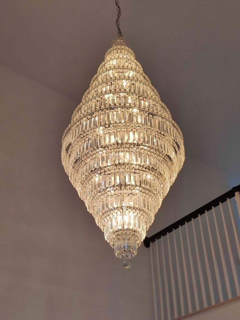 13 Tier Wedding Cake Chandelier. Crystal Prisms. Stainless Steel, Chrome 1970s - 7