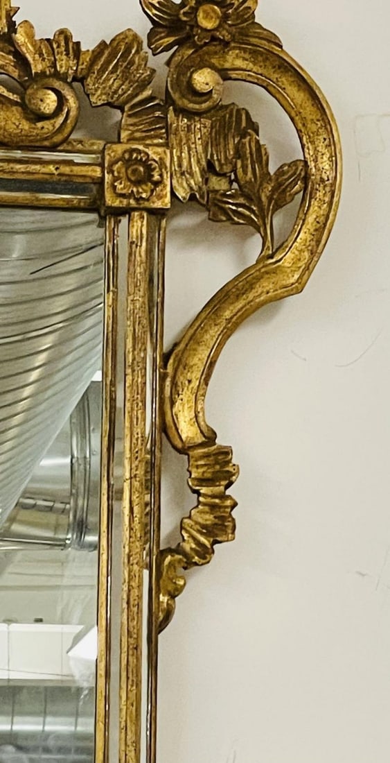 Italian Wall, Console, Mantle or Pier Mirror. 1930s. Gilt Gold, Carved - 6