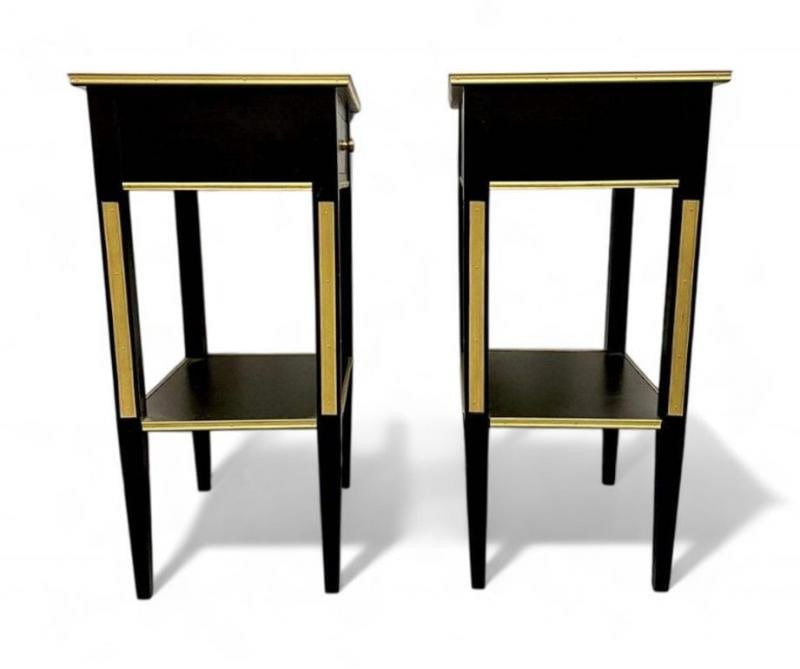 Russian Neoclassical Style, Hollywood Regency, Nightstands, Painted Wood, Bronze - 7