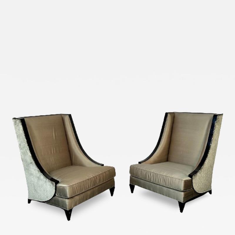 Mid-Century Modern Style Christopher Guy Square Wingback / Lounge Chair, Silk - 2