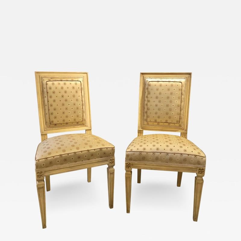 Set of Five Jansen Style Paint & Gilt Louis XVI Style Dining Chairs - 2