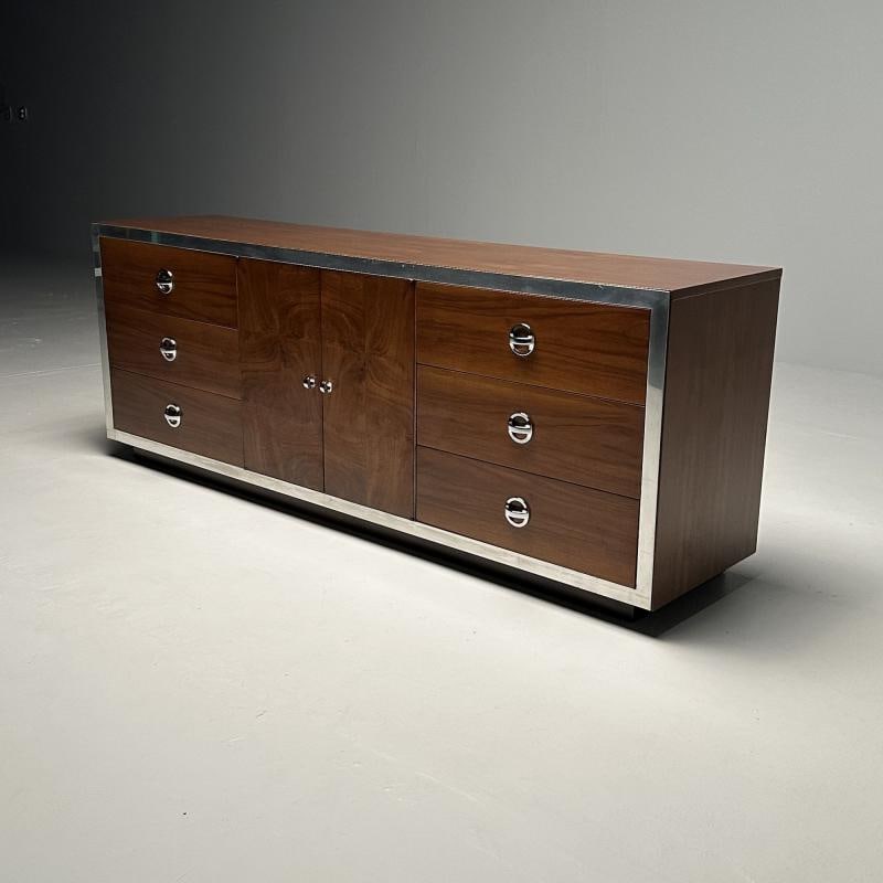 Mid-Century Modern Dresser / Sideboard by Milo Baughman, Chrome, Walnut - 3